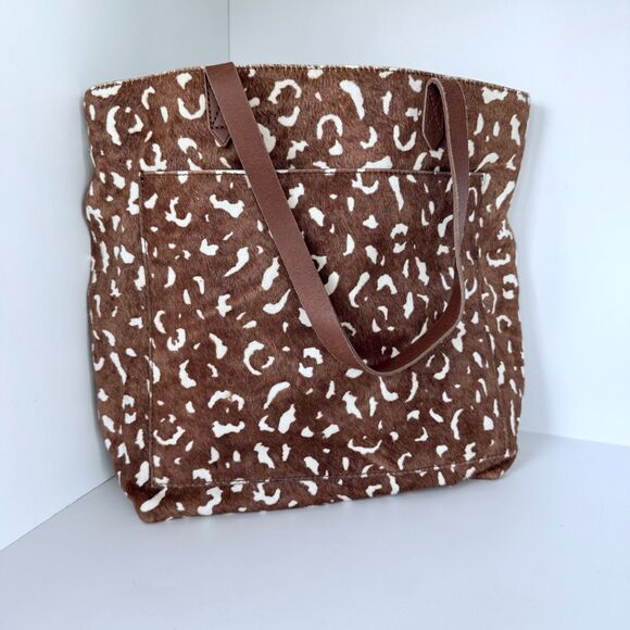 NWT Madewell The Medium Transport Tote Printed Calf Hair Edition in Pecan Multi - Picture 8 of 15